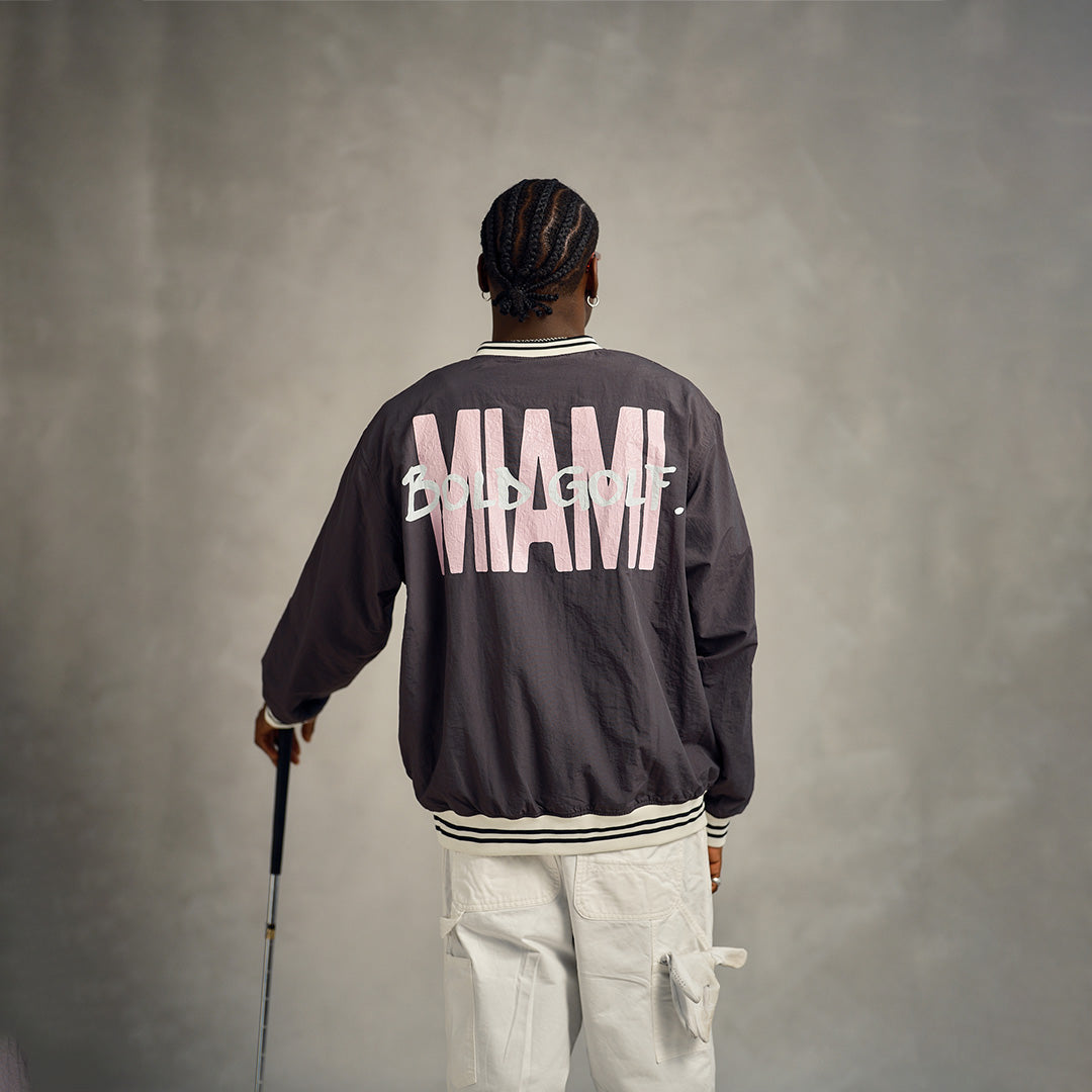 Miami Graphic Windbreaker // Charcoal Black