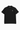 Black polo shirt with a logo on a white background