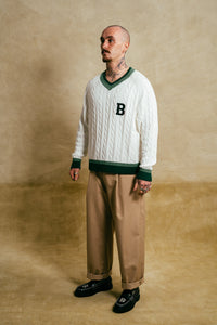 Cable Knit Varsity Jumper - Heritage Edition