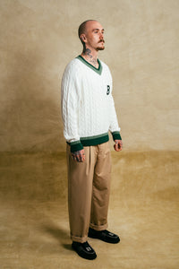 Cable Knit Varsity Jumper - Heritage Edition